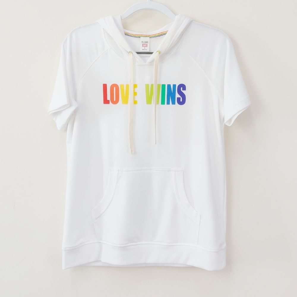 Re/Done Pullover Hanes Sweatshirt Size Small Love Ringer Tee SS Pride Sweater